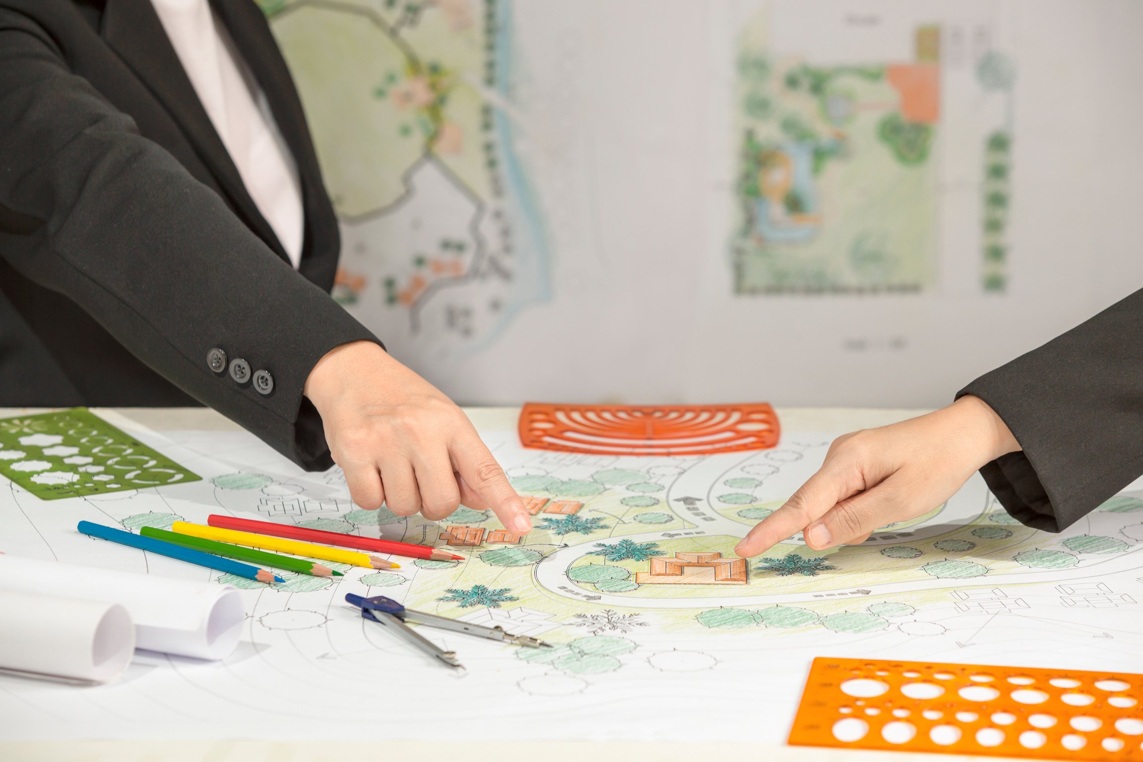 Landscape architect  meeting with client