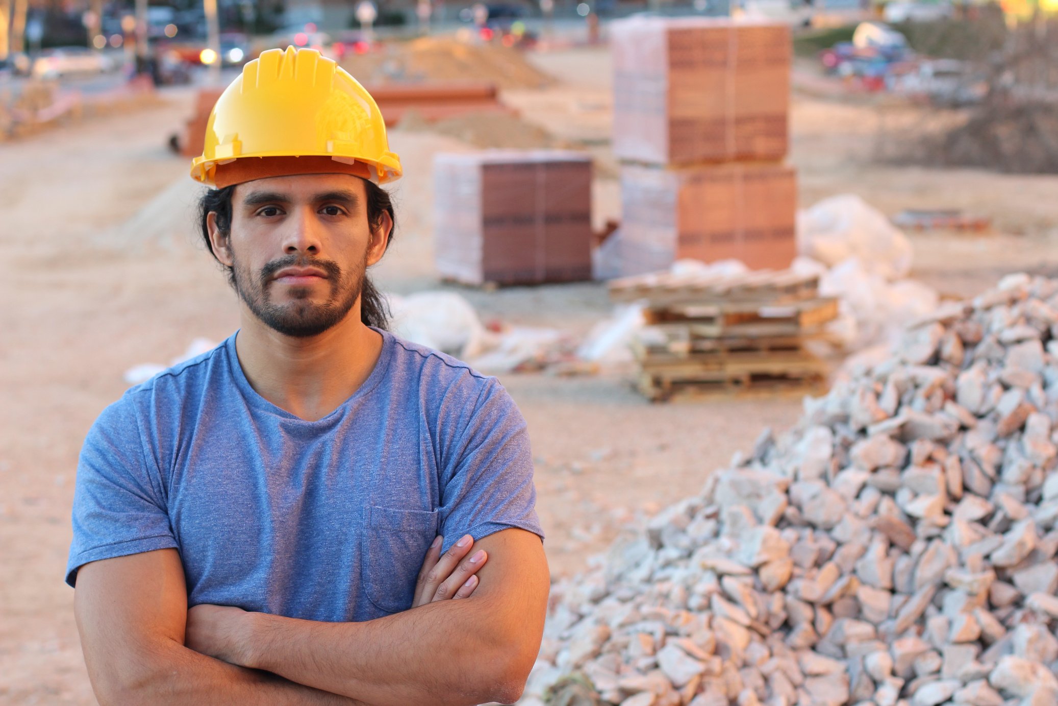 Mexican construction worker in site